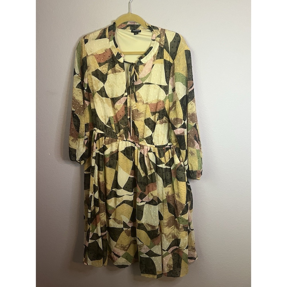 Torrid Multicolor Geometric Pockets Abstract Pattern Knee Length Dress Size 2 2X